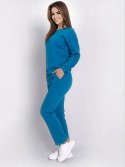 Ladies\' insulated tracksuit top and loose pants turquoise FI762